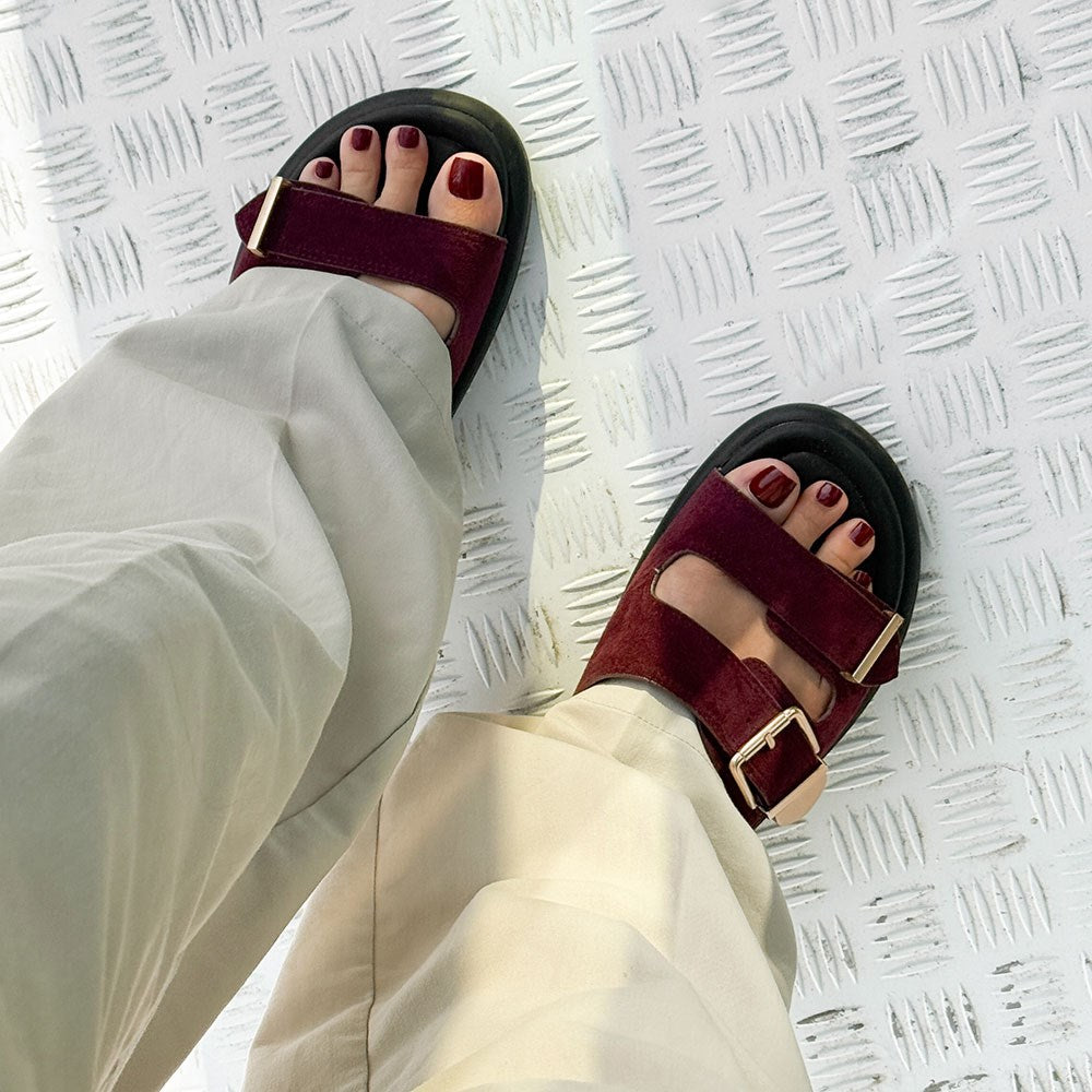 Gelous Dark Red 3-in-1 pedicure polish - photographed in Australia on model