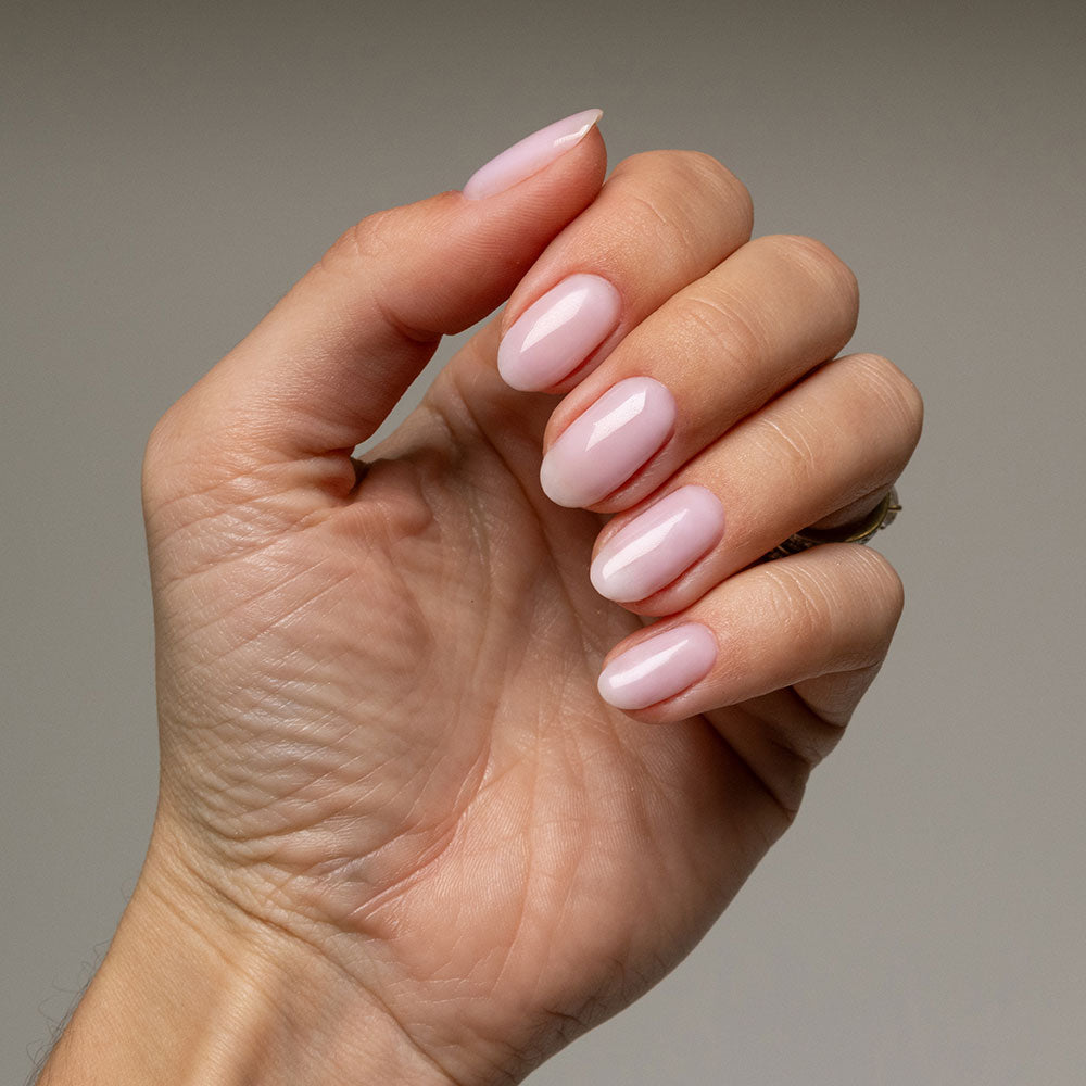 Gelous Ballet Builder in a Bottle (BIAB) gel nail polish on model - photographed in Australia