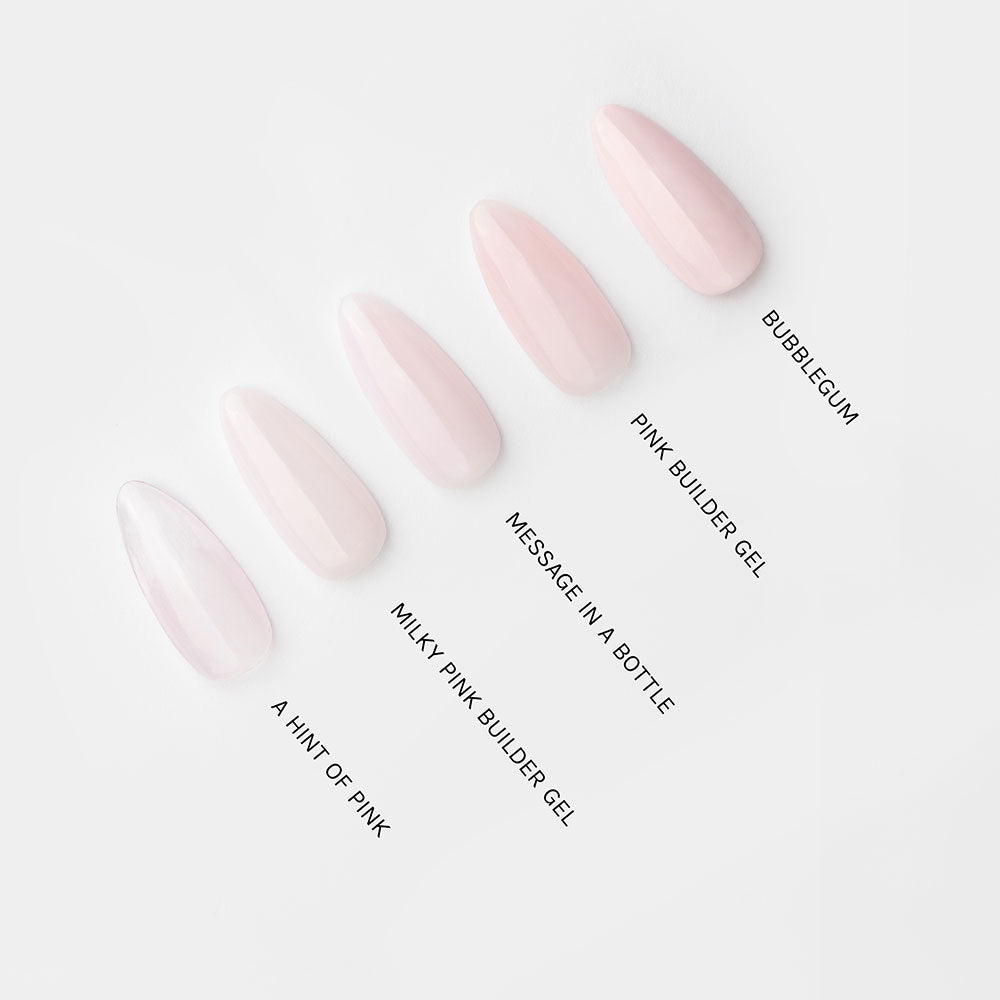 Gelous Milky Pink Builder in a Bottle (BIAB) gel nail polish comparison - photographed in Australia