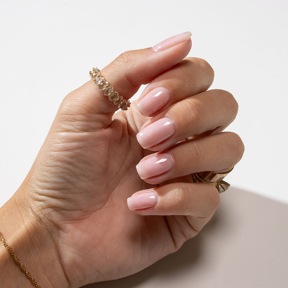 Gelous Pink Builder Gel (BIAB) gel nail polish - photographed in Australia on model