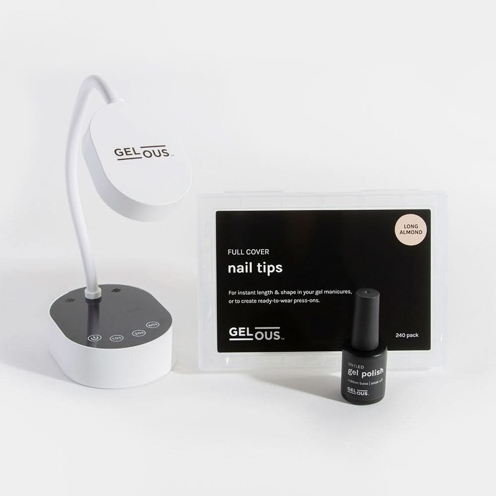 Customisable Nail Tip Kit with Rechargeable Gel Nail Lamp and various Nail Tips - photographed in Australia