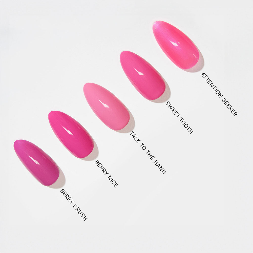 Gelous Attention Seeker gel nail polish comparison - photographed in Australia