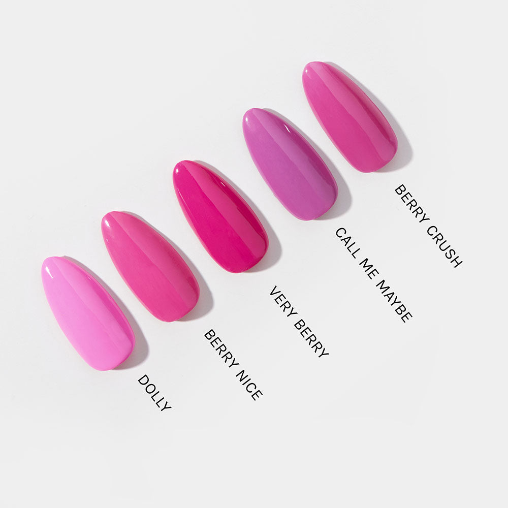 Gelous Berry Crush gel nail polish comparison - photographed in Australia