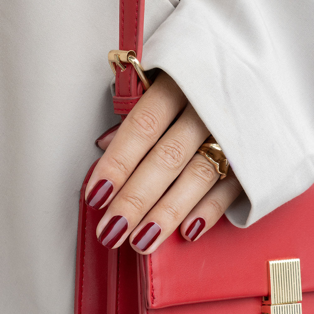 Gelous Cherry Gloss gel nail polish - photographed in Australia on model