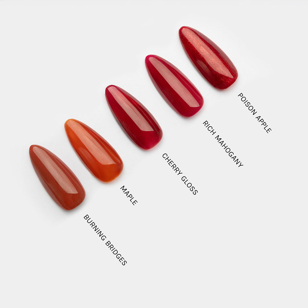 Gelous Cherry Gloss gel nail polish comparison - photographed in Australia