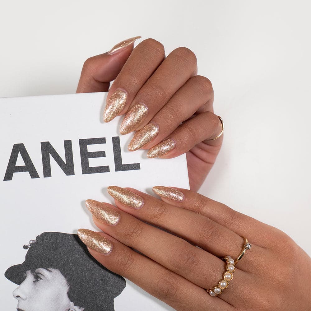 Gelous Champagne Showers gel nail polish - photographed in Australia on model