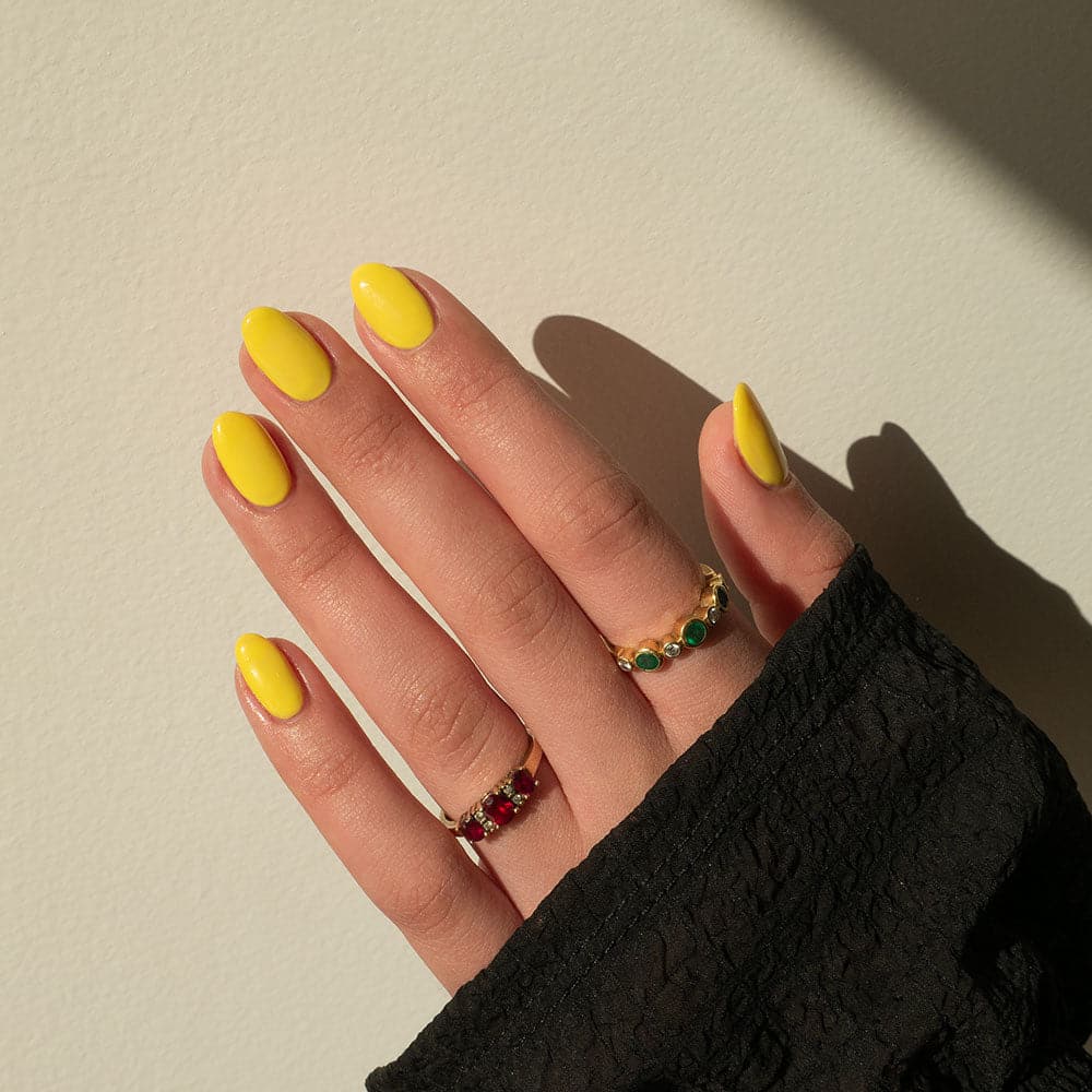 Gelous Chin Up Buttercup gel nail polish - photographed in Australia on model