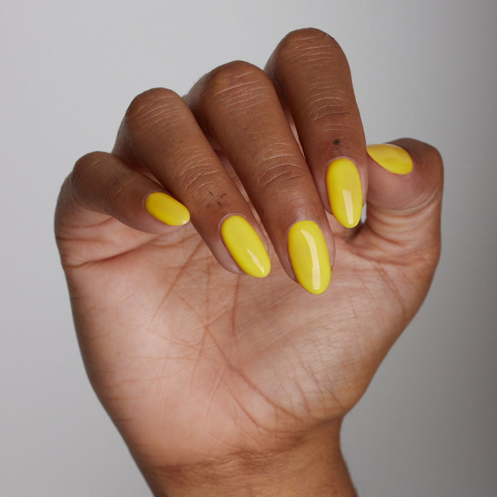 Gelous Chin Up Buttercup gel nail polish - photographed in Australia on model