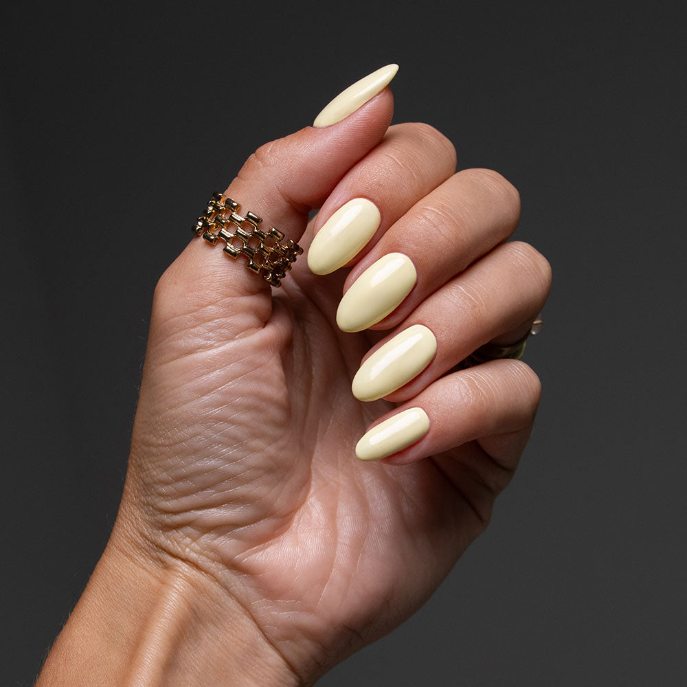 Gelous Custard Cream gel nail polish swatch - photographed in Australia