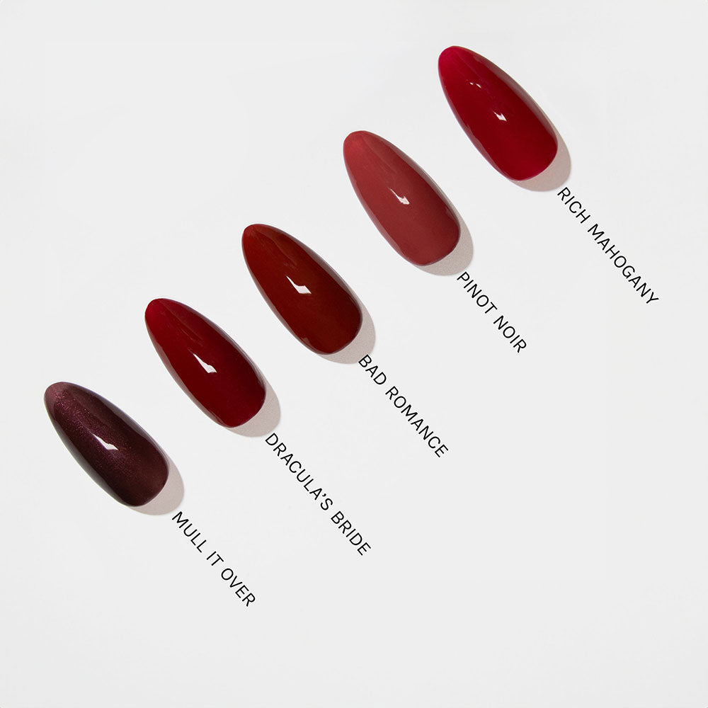 Gelous Dracula's Bride gel nail polish comparison - photographed in Australia