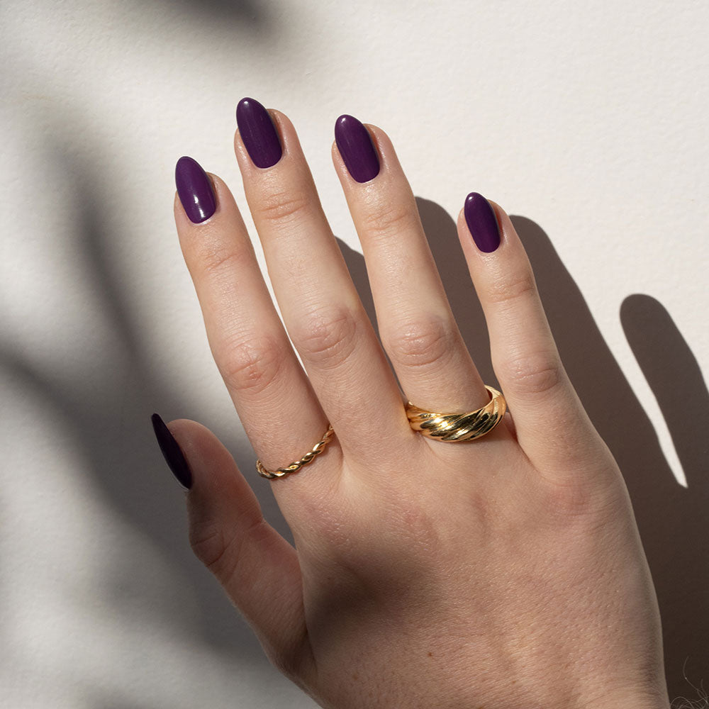 Gelous Elderberry gel nail polish - photographed in Australia on model