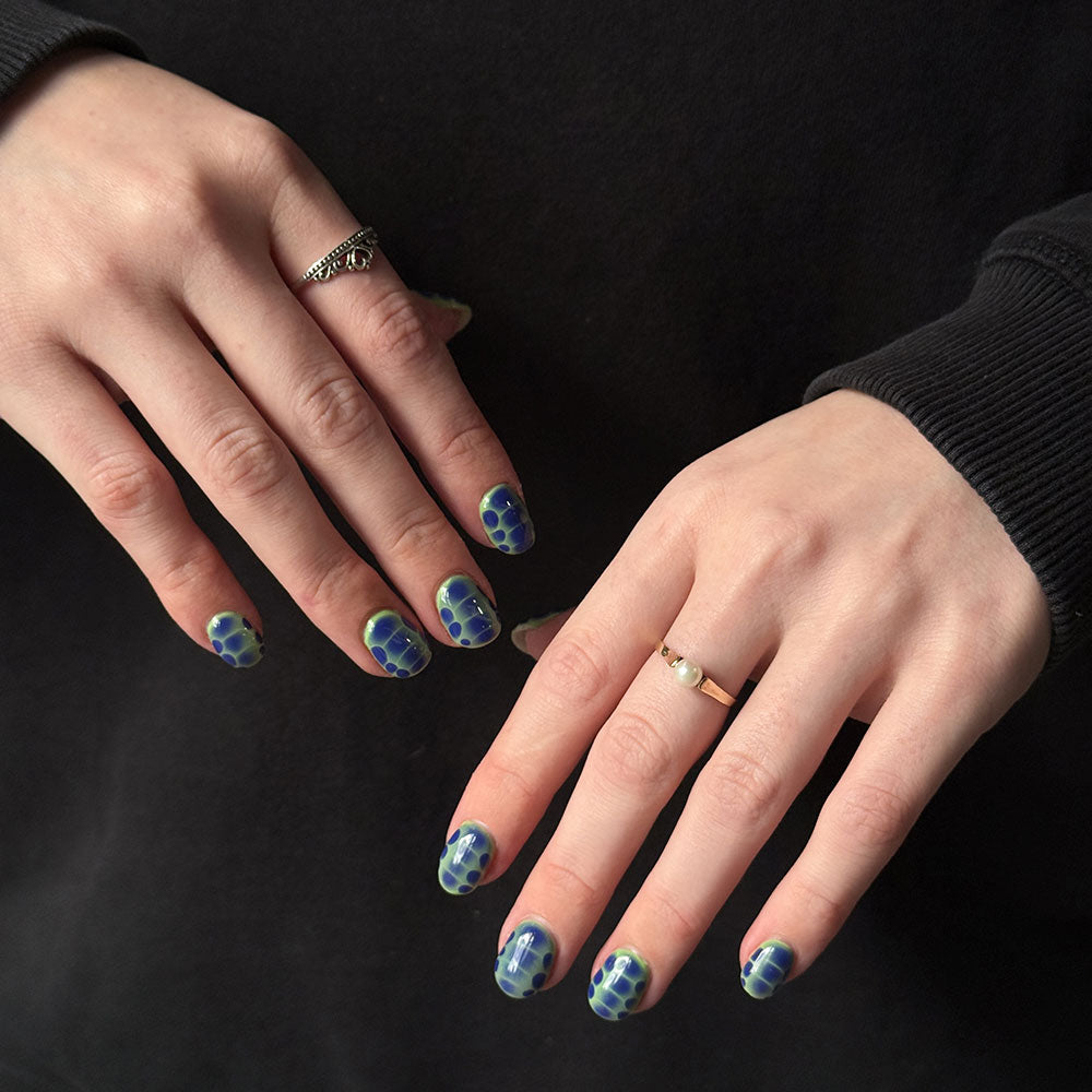 Gelous Into the Blue gel nail polish - photographed in Australia on model