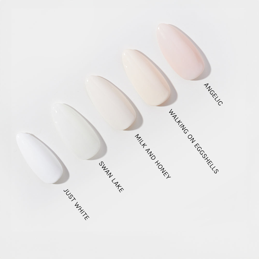 Gelous Just White gel nail polish comparison - photographed in Australia