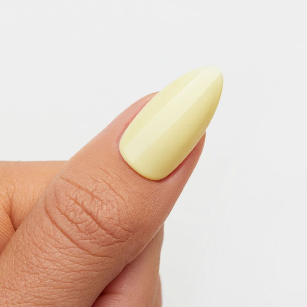 Gelous Lemon Sorbet gel nail polish swatch - photographed in Australia on model