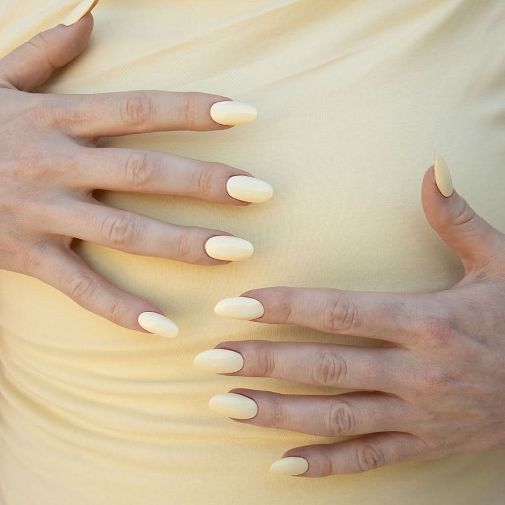 Gelous Lemon Sorbet gel nail polish - photographed in Australia on model