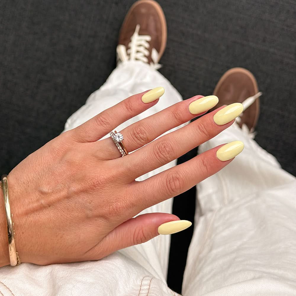 Gelous Lemon Sorbet gel nail polish - photographed in Australia on model