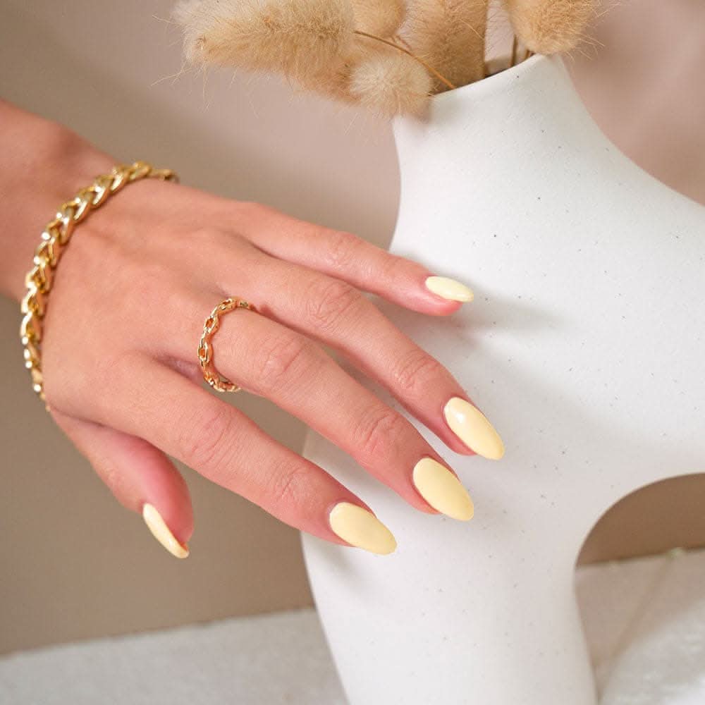 Gelous Lemon Sorbet gel nail polish - photographed in Australia on model