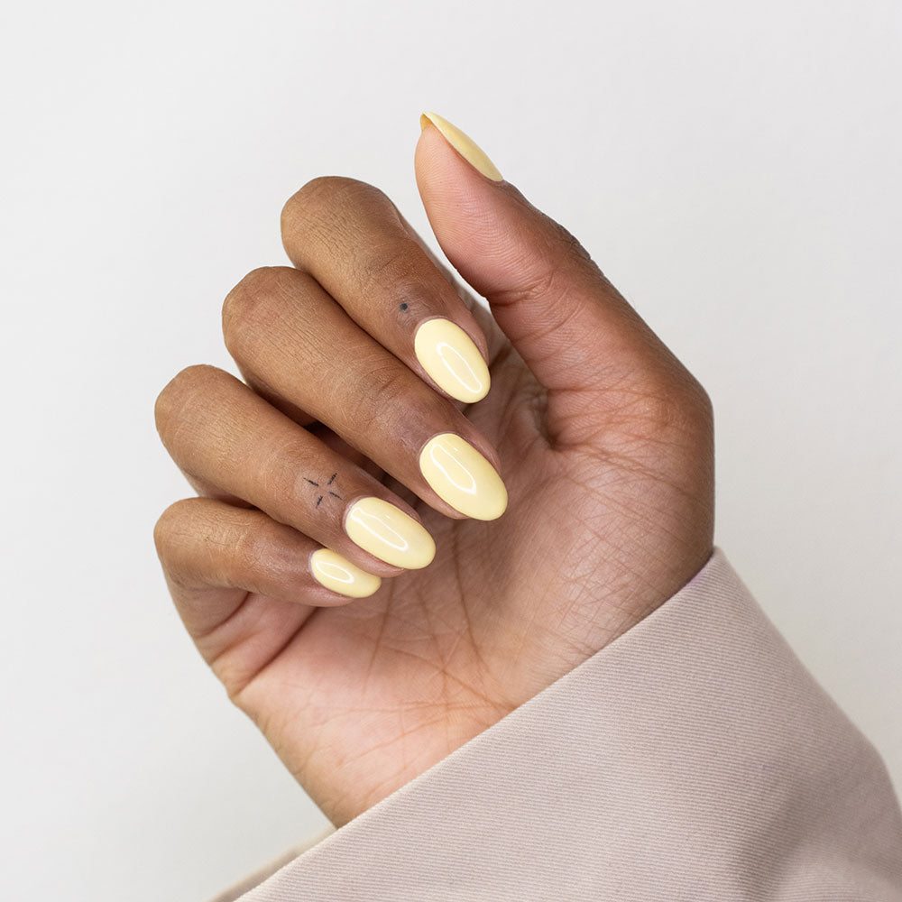 Gelous Lemon Sorbet gel nail polish - photographed in Australia on model