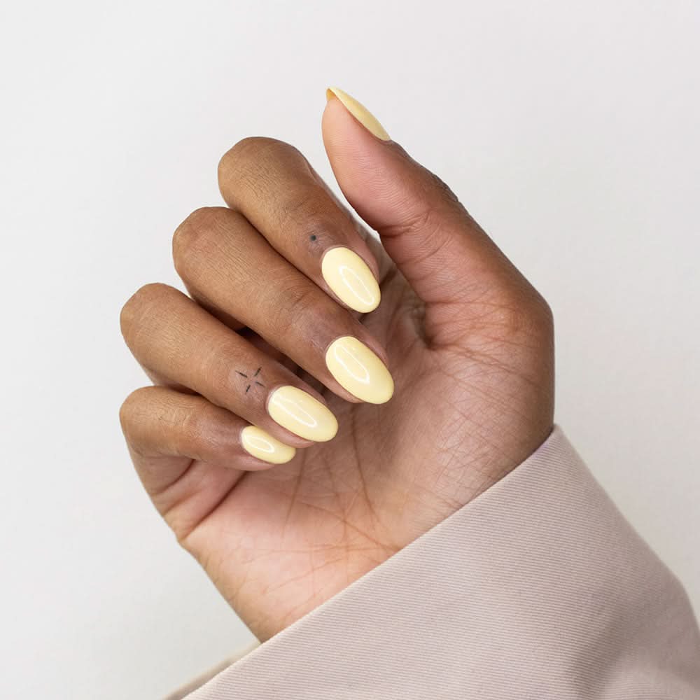 Gelous Lemon Sorbet gel nail polish - photographed in Australia on model