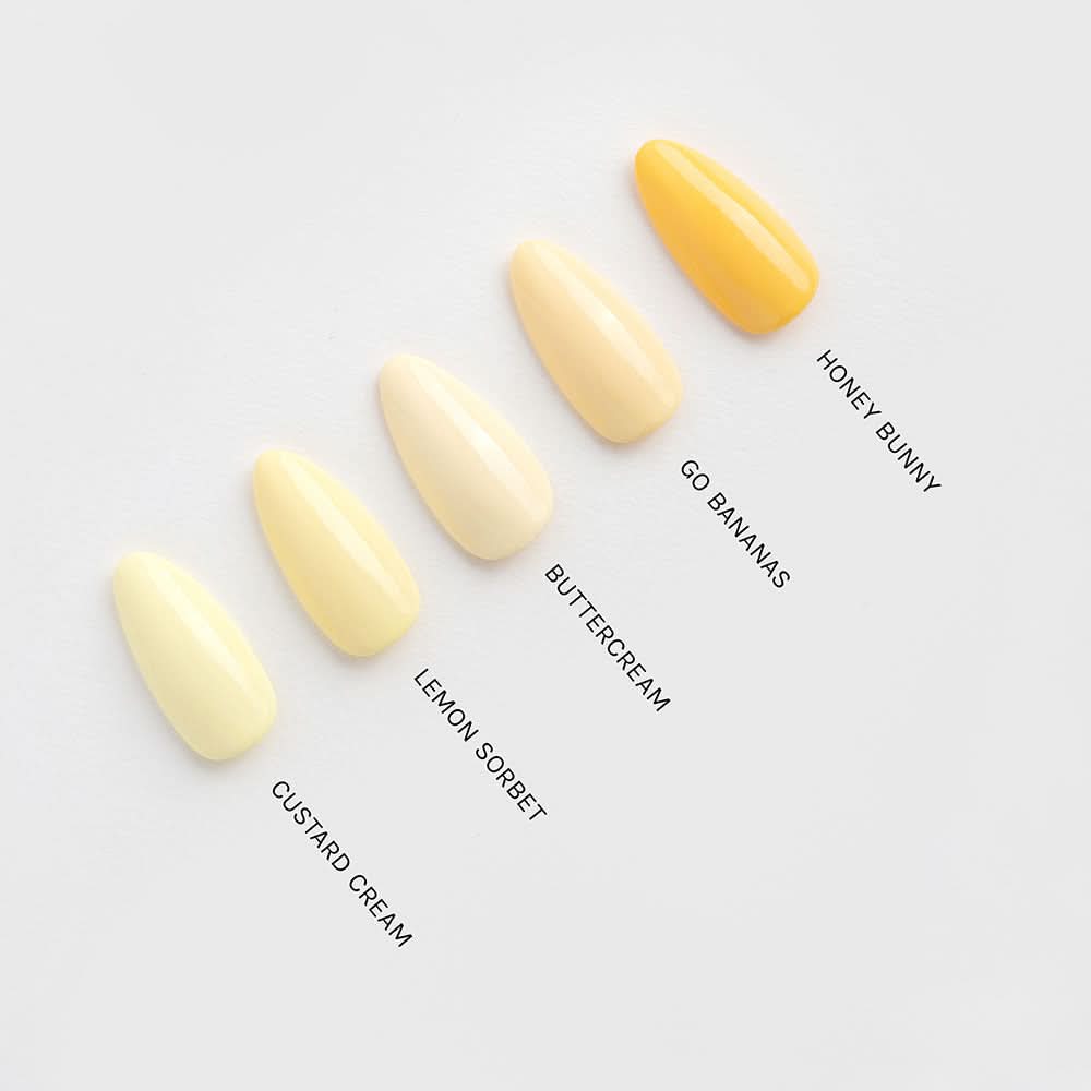 Gelous Lemon Sorbet gel nail polish comparison - photographed in Australia
