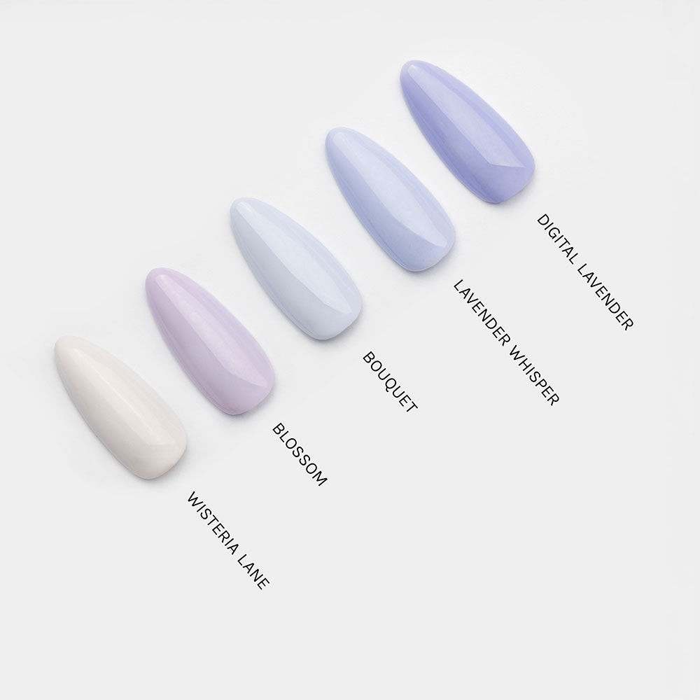 Gelous Lavender Whisper gel nail polish comparison - photographed in Australia