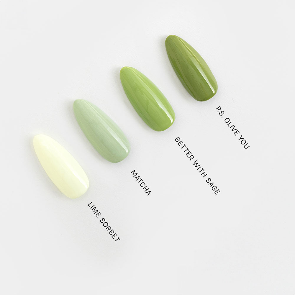 Gelous Matcha gel nail polish comparison - photographed in Australia