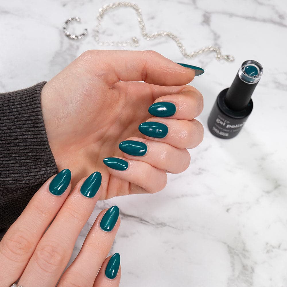 Gelous Nerves of Teal gel nail polish - photographed in Australia on model