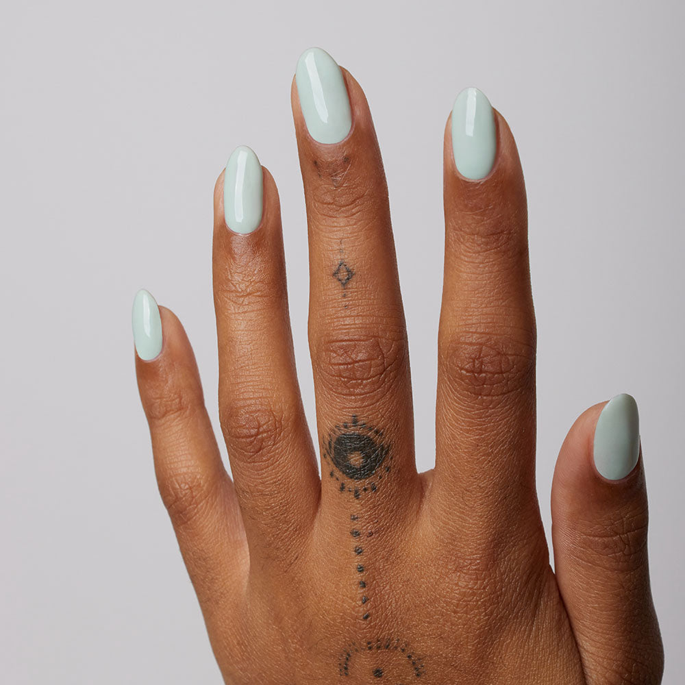 Gelous Pistachio gel nail polish - photographed in Australia on model