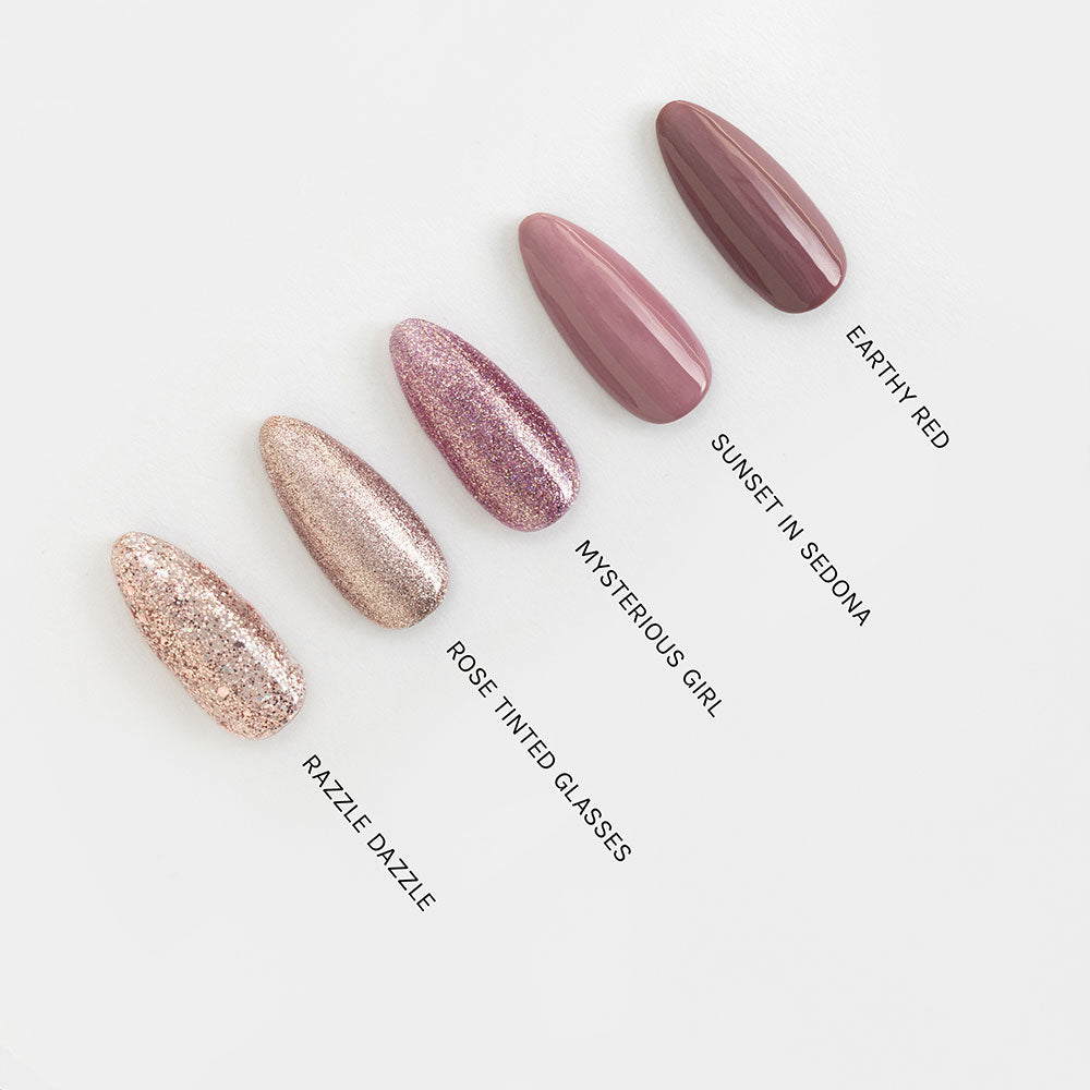 Gelous Rose Tinted Glasses gel nail polish comparison - photographed in Australia