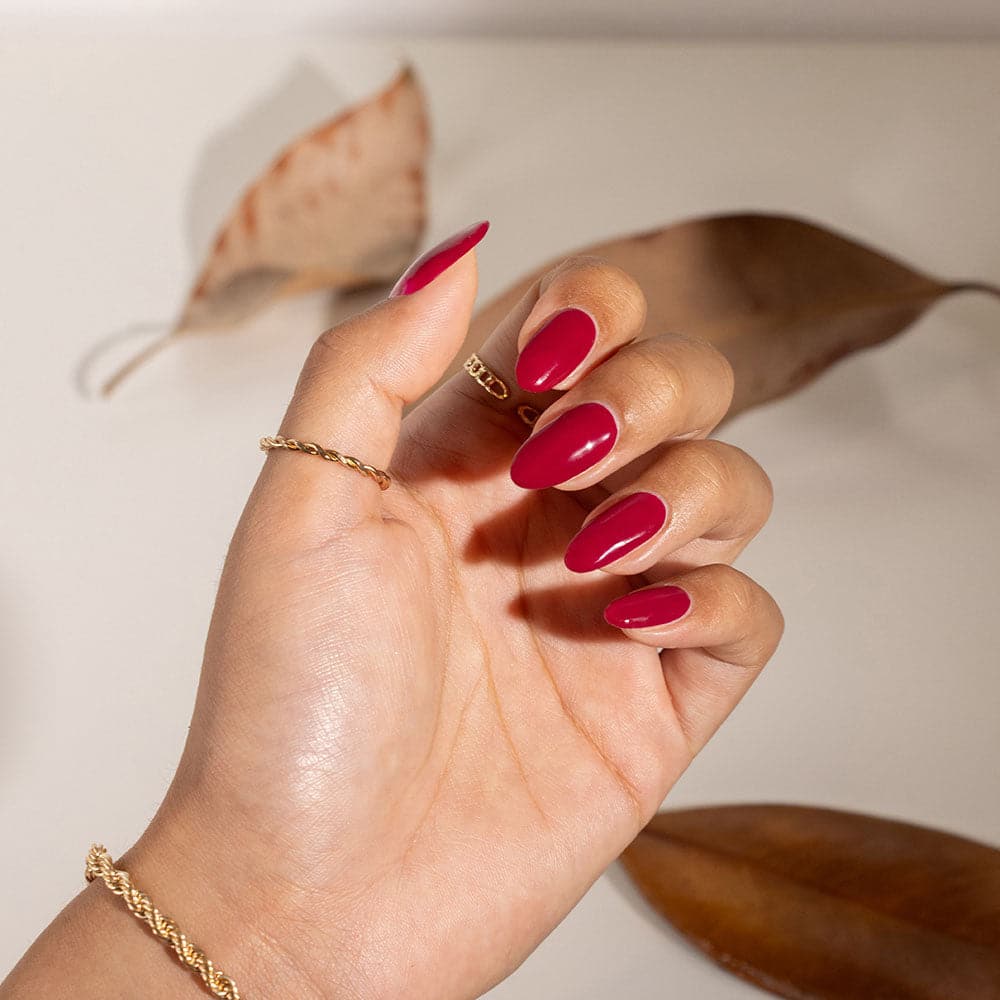 Gelous Skip a Beet gel nail polish - photographed in Australia on model