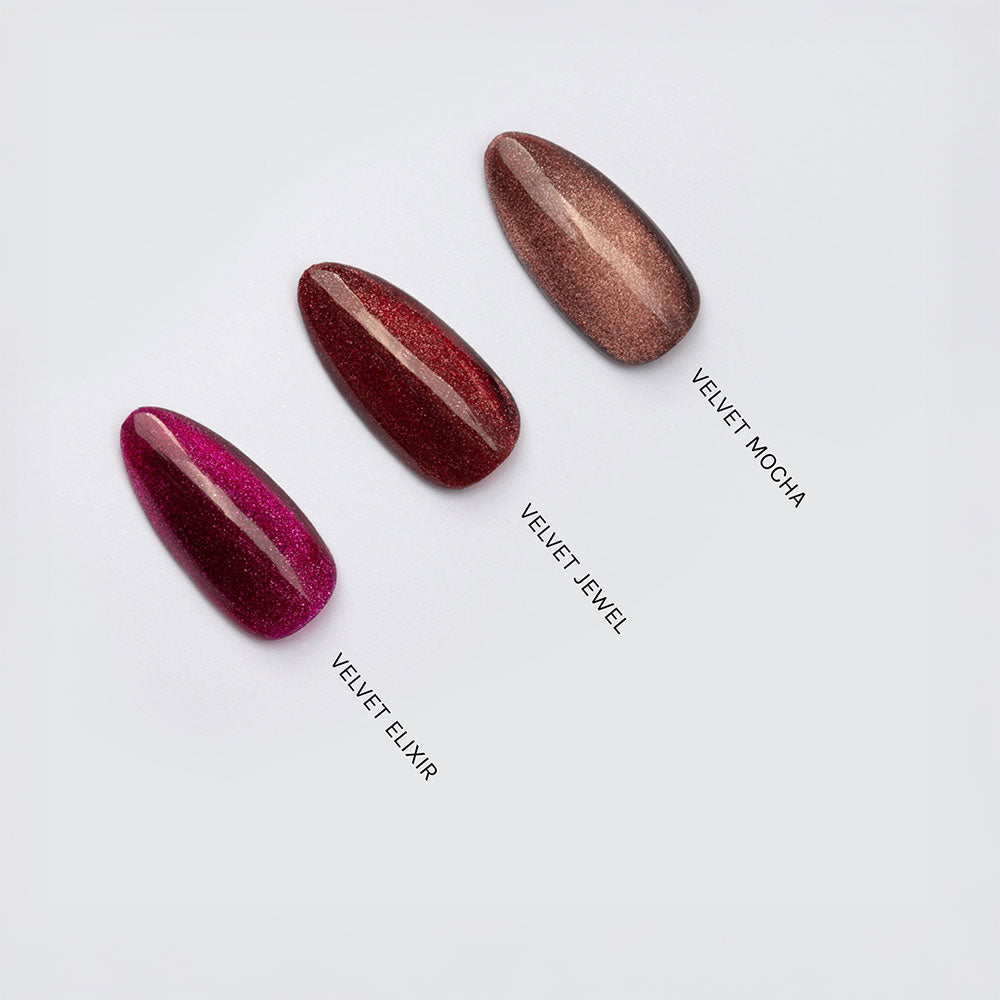 Gelous Velvet Jewel gel nail polish comparison - photographed in Australia