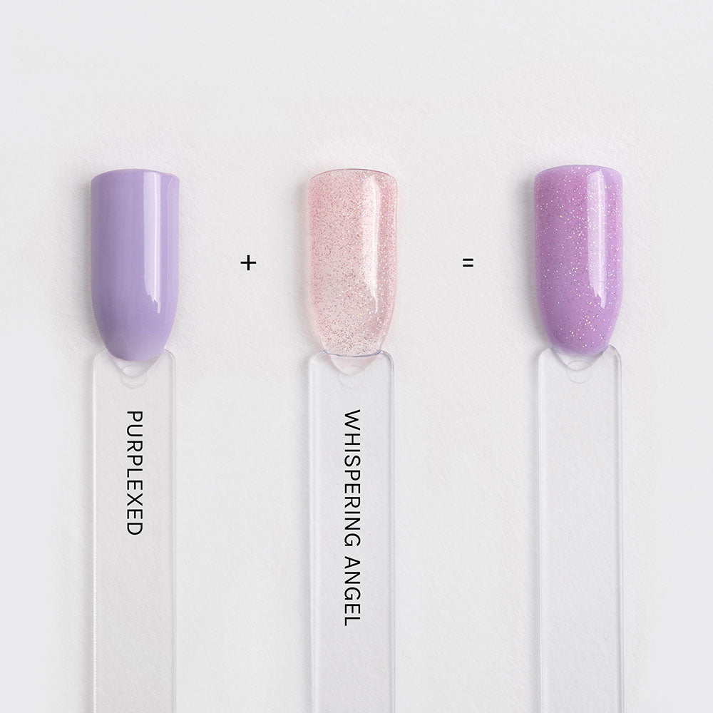 Gelous Whispering Angel & Purplexed layered gel nail polish swatches - photographed in Australia