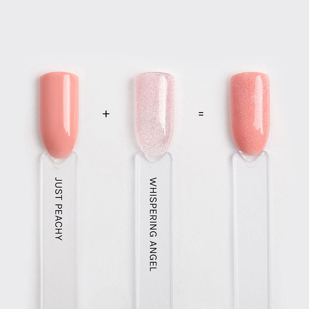 Gelous Whispering Angel & Just Peachy layered gel nail polish swatches - photographed in Australia