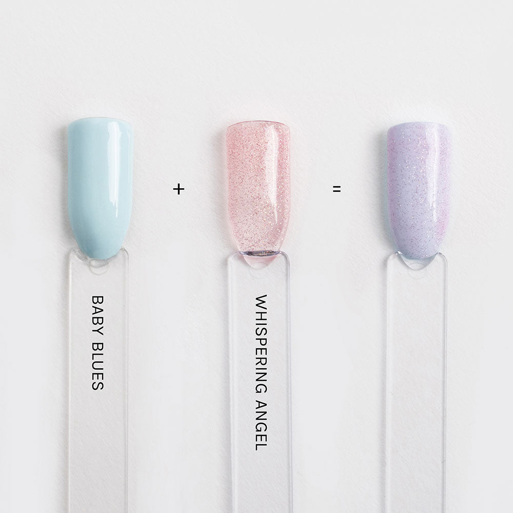 Gelous Whispering Angel & Baby Blues layered gel nail polish swatches - photographed in Australia
