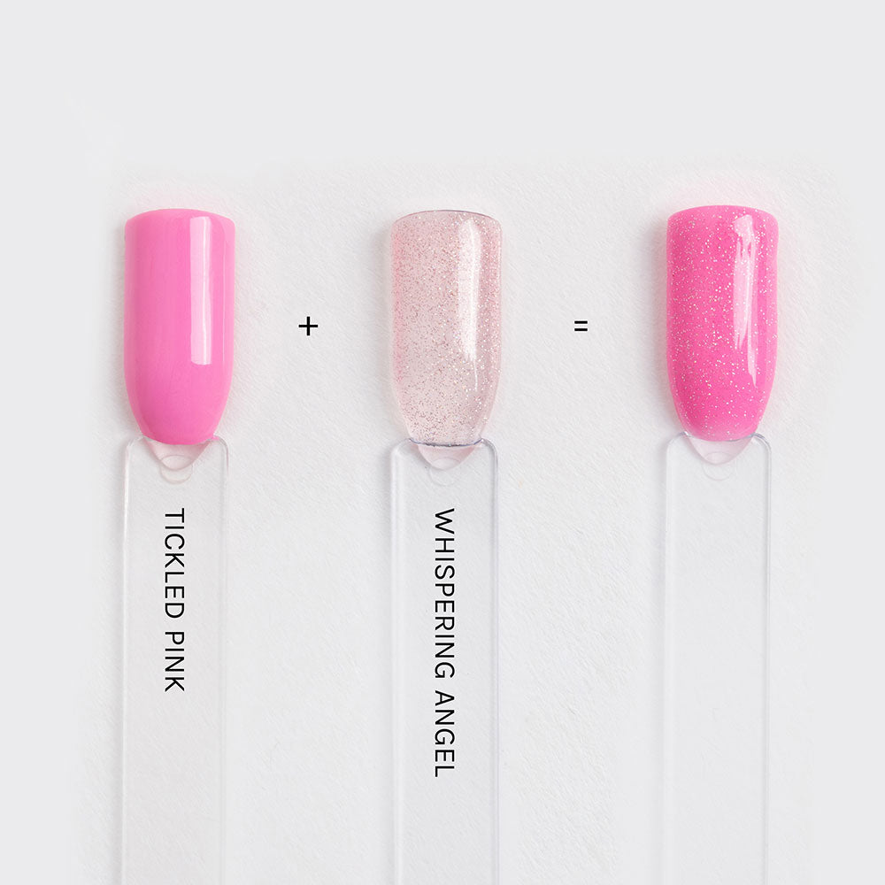 Gelous Whispering Angel & Tickled Pink layered gel nail polish swatches - photographed in Australia