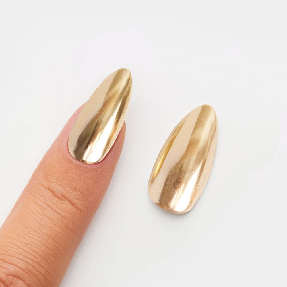 Gelous Gold Mirror Chrome Powder swatch - photographed in Australia