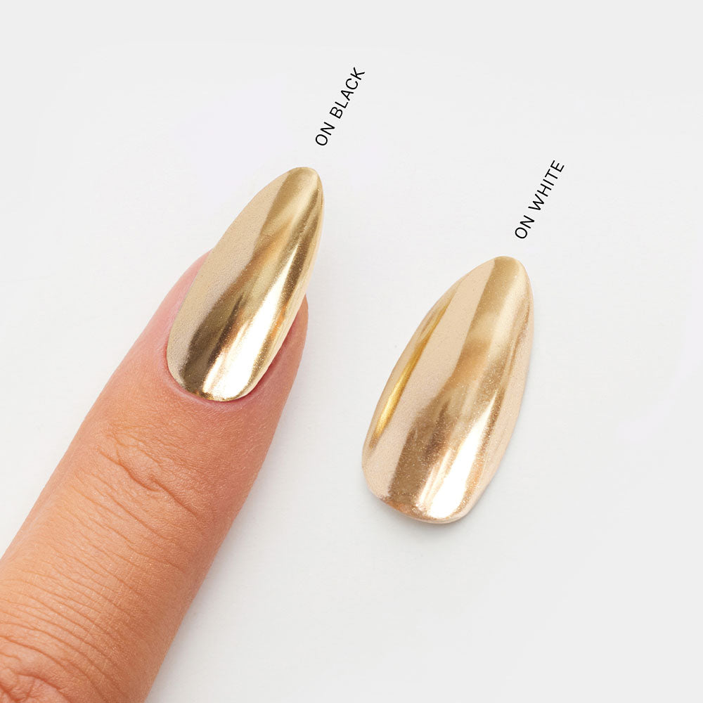 Gelous Gold Mirror Chrome Powder swatch - photographed in Australia