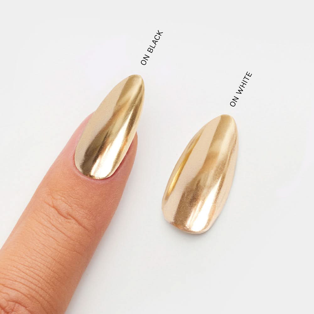 Gelous Gold Mirror Chrome Powder swatch - photographed in Australia