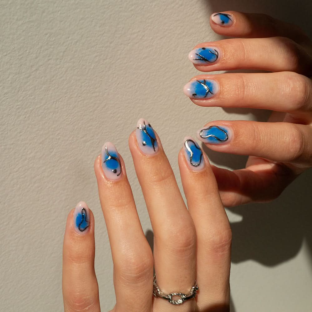 Gelous Silver Mirror Chrome Powder nail art - photographed in Australia on model