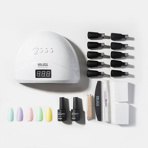 Gel manicure pastel starter kit flat lay - photographed in Australia