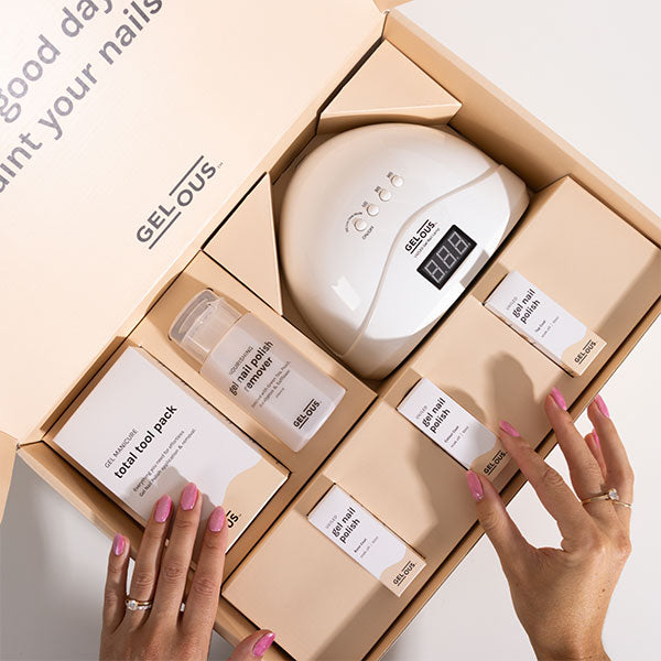 Gel manicure pastel starter kit flat lay - photographed in Australia