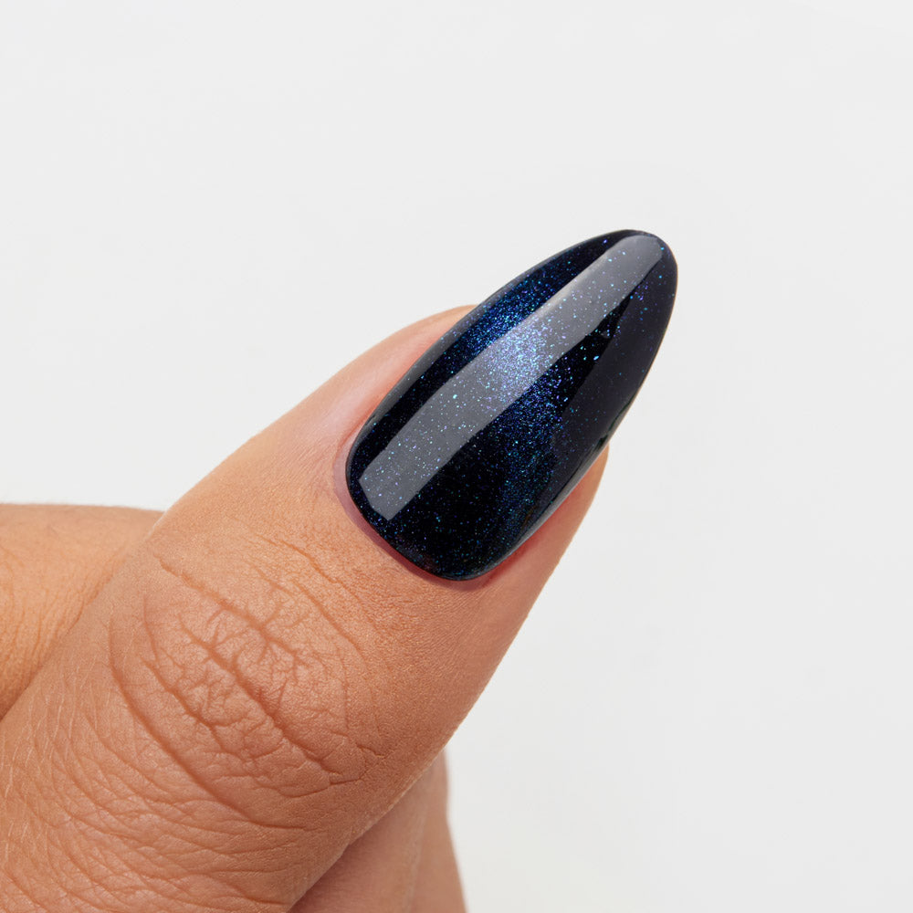 Gelous Fantasy Time Traveller gel nail polish swatch on Black Out - photographed in Australia