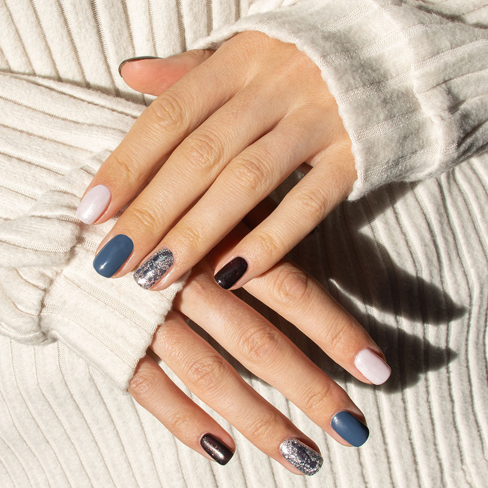 Gelous Silver Leaf Nail Art product photo - photographed in Australia on model