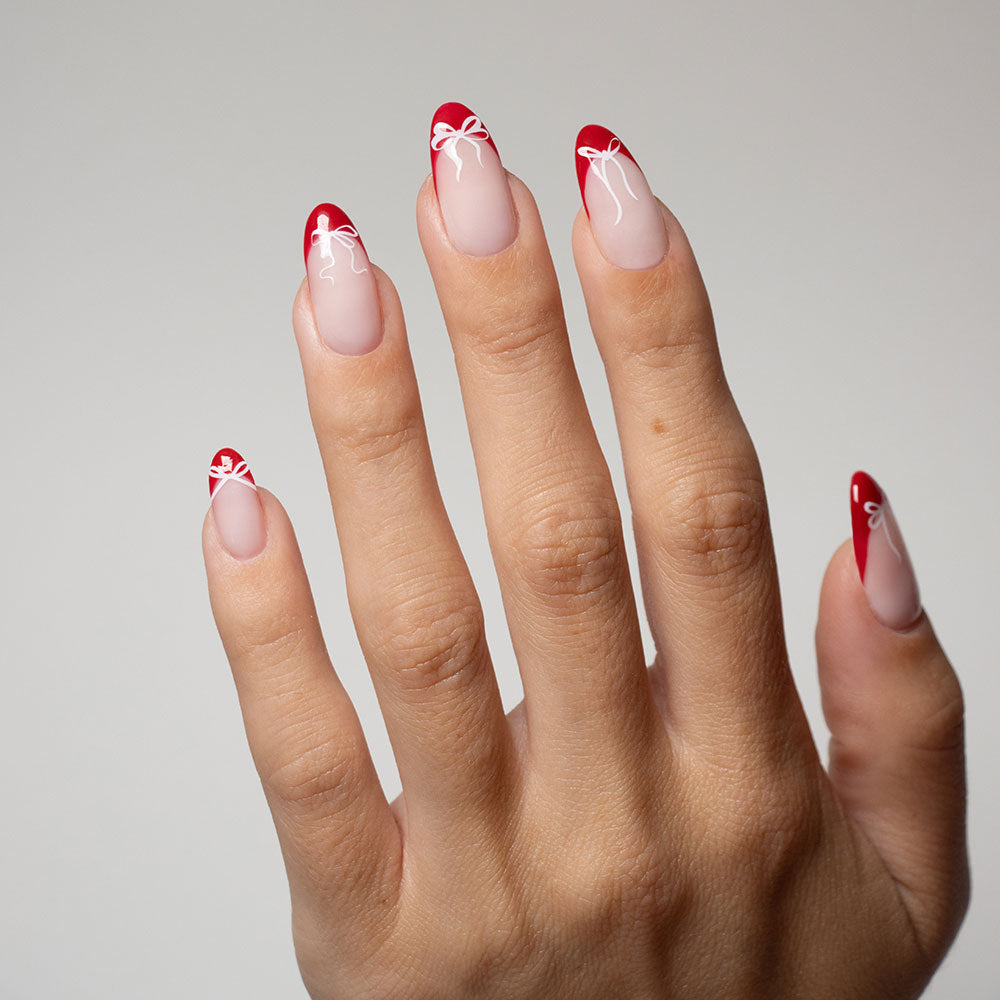 Gelous White Bow Nail Art Stickers product photo - photographed in Australia on model
