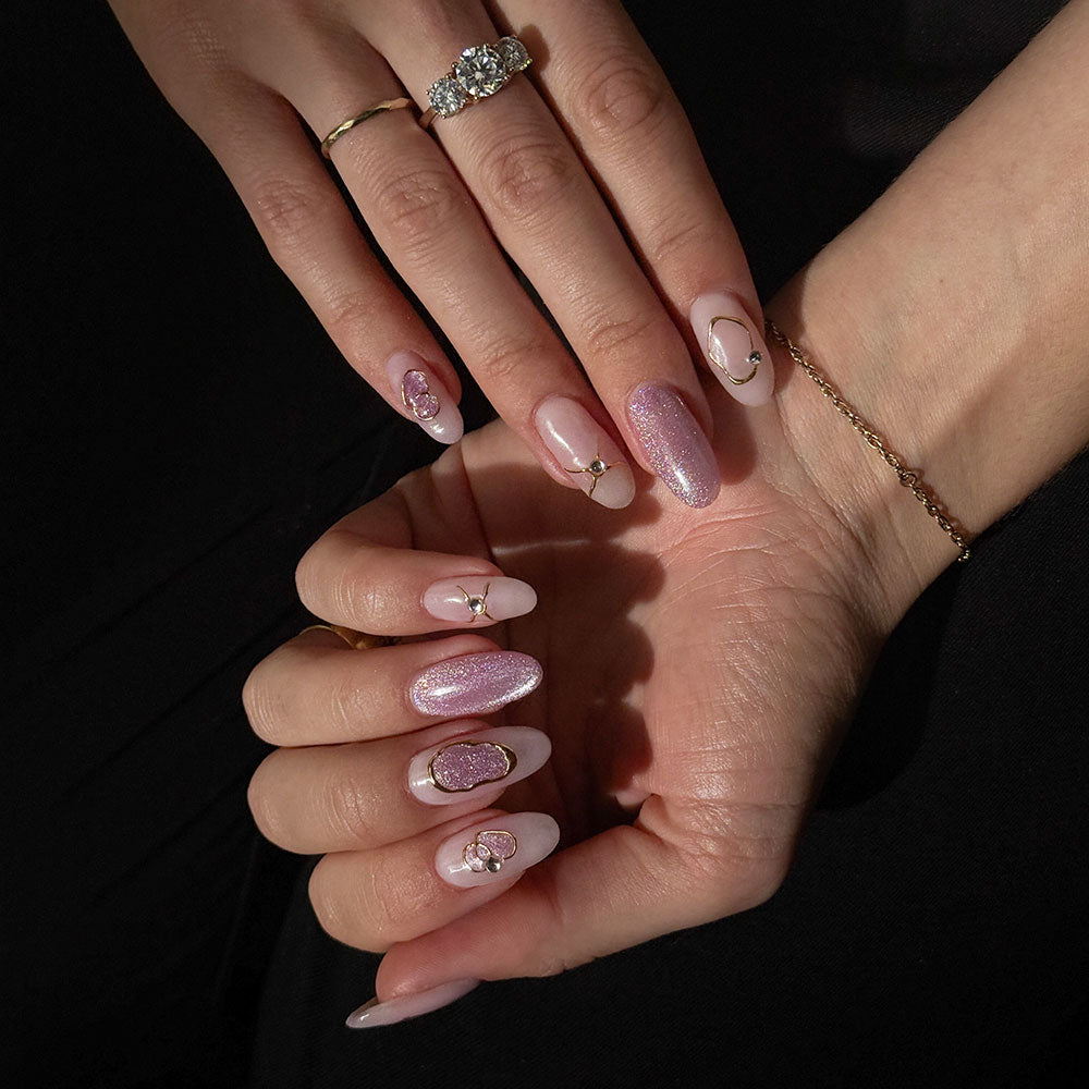Gelous Gold Shapes Nail Art Stickers product photo - photographed in Australia on model