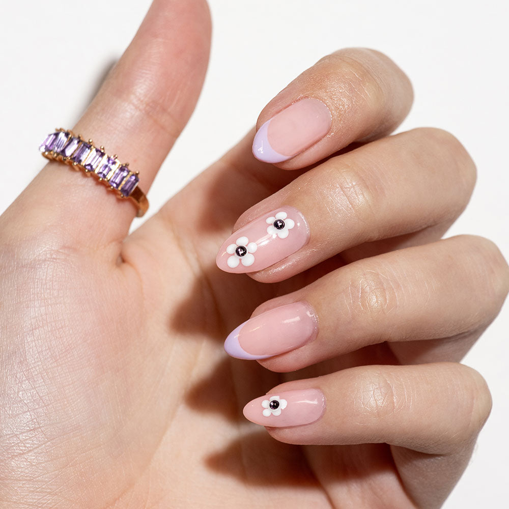 Gelous Purple Rhinestone Nail Art Set product photo - photographed in Australia on model