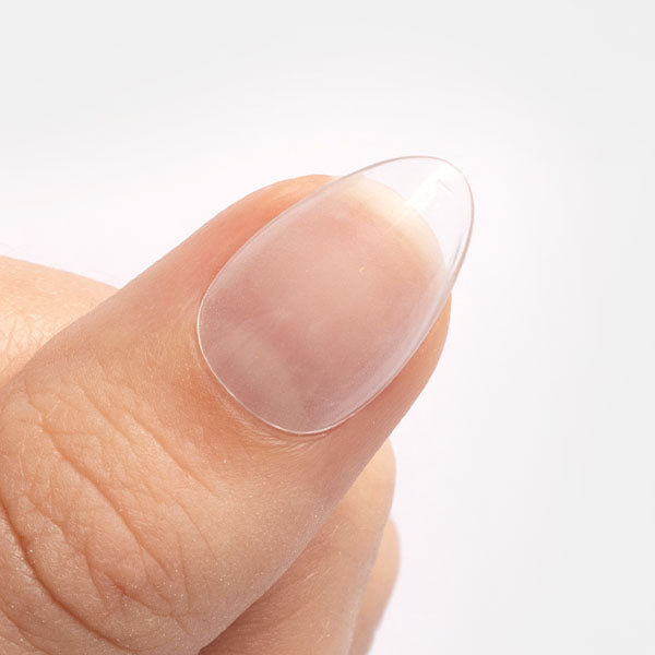 Gelous Short Almond Nail Tips applied on model in Australia