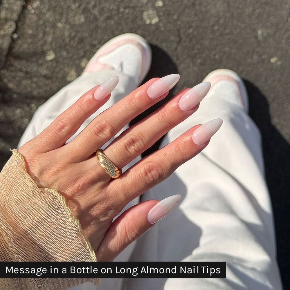 Gelous Long Almond Nail Tips - photographed in Australia on model