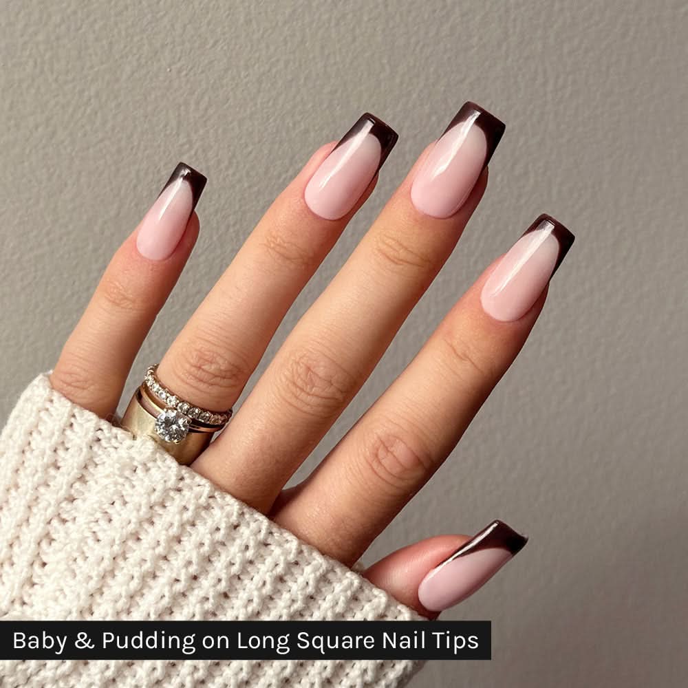 Gelous Long Square Nail Tips - photographed in Australia on model