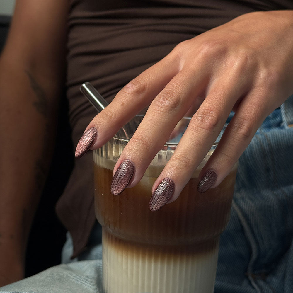 Gelous Velvet Mocha gel nail polish - photographed in Australia on model